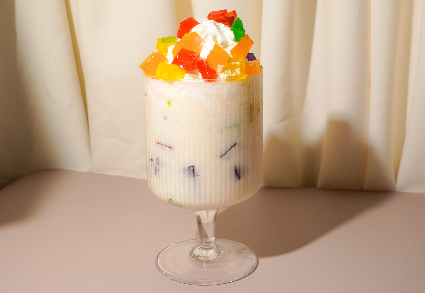 Yogurt Smoothie with colorful Fruit Jelly