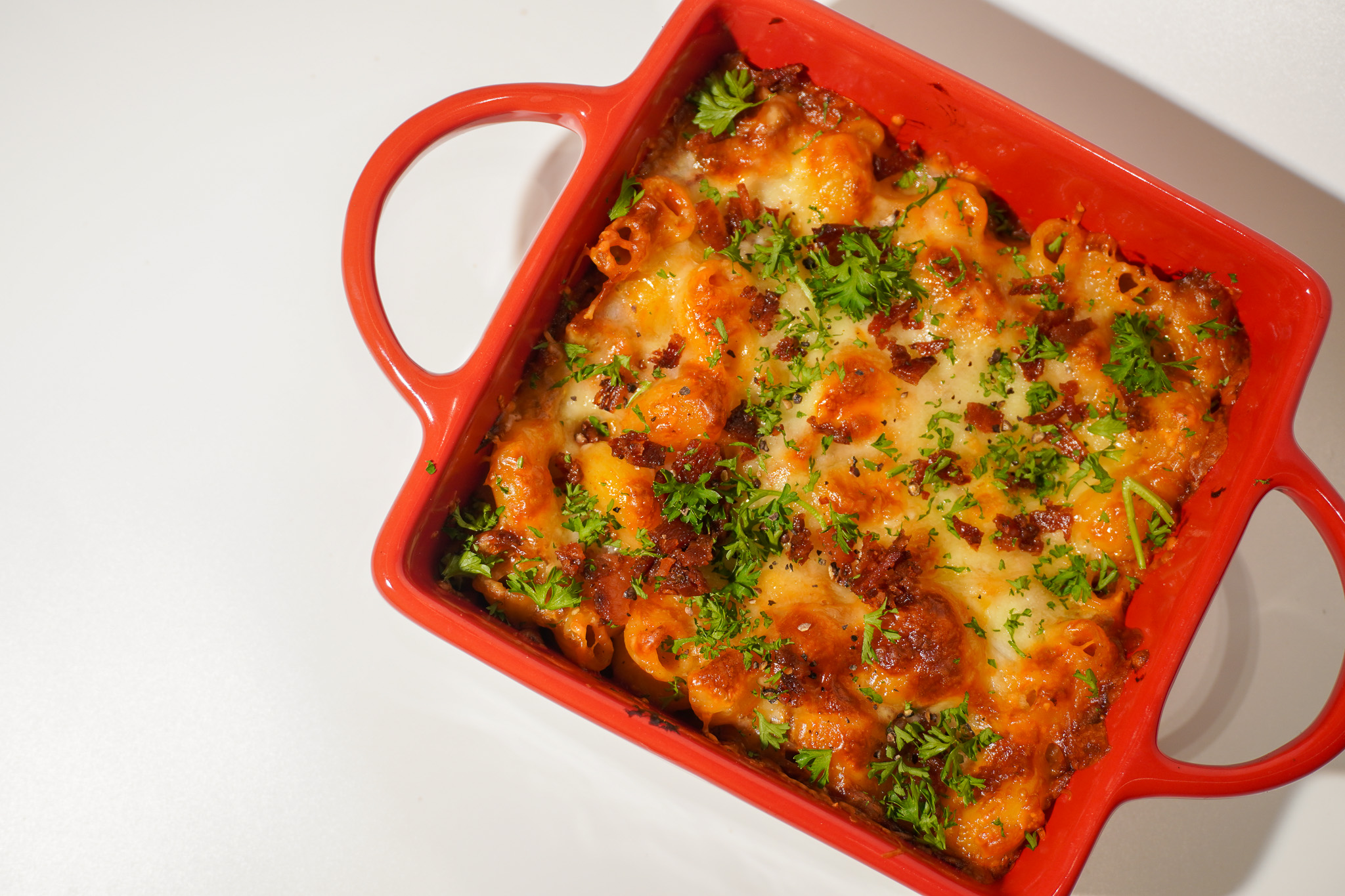Spicy Kimchi Mac & Cheese Bake
